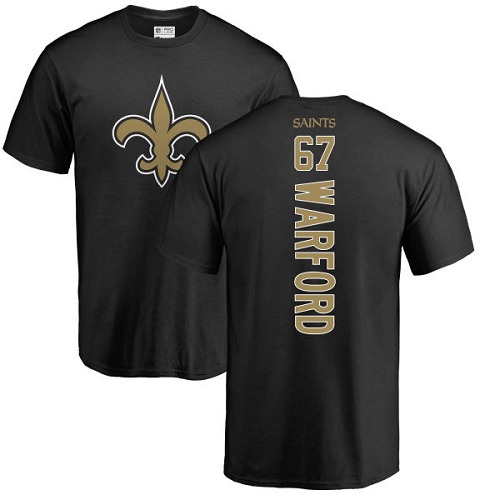 Men New Orleans Saints Black Larry Warford Backer NFL Football #67 T Shirt
